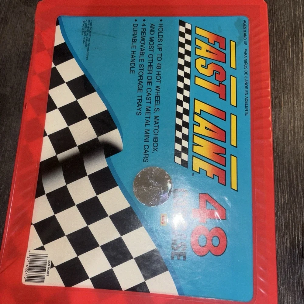 VTG 1990's Fast Lane 48 Car Case Hot Wheels Matchbox Cars Red Toys R Us  Made US